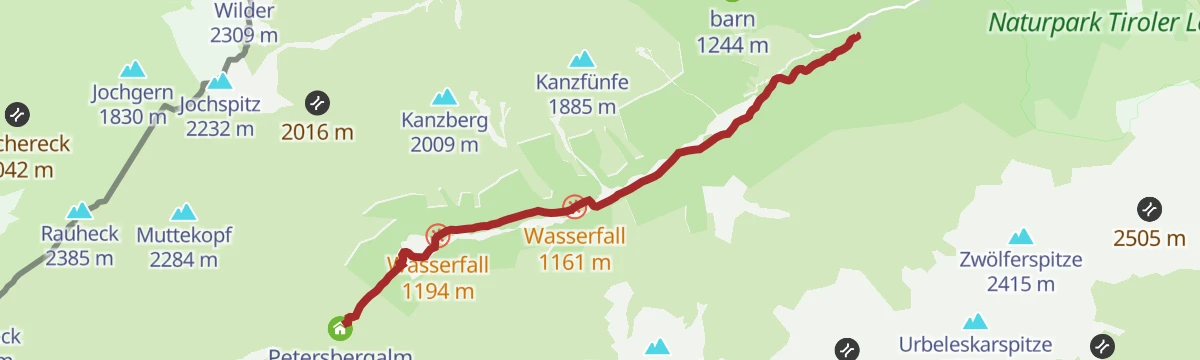 Route map: Zur Petersbergalm
